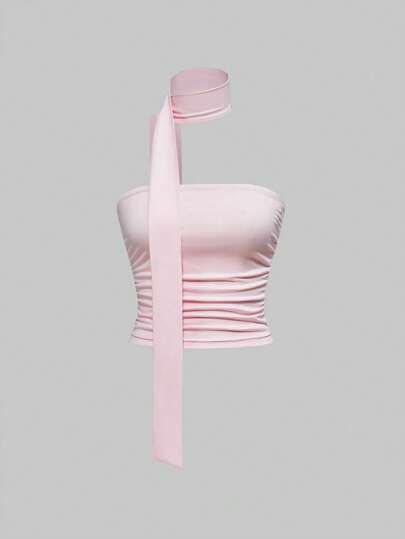 Grunge Punk Y2K Cheetah-Muster Grafik Damen Kurzes Gerafftes Röhren Top