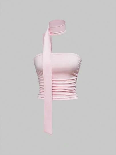 ROMWE Grunge Punk Y2K 豹纹全图案女式短款褶皱抹胸