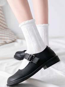 ROMWE Kawaii 6pairs Women Solid Crew Socks