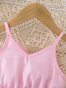 SHEIN Baby Girl Vacation Floral Print Casual Strap Dress Girls Summer Dress Toddler Girl Dress Summer Baby Girl Summer Dress - Pink - View 4