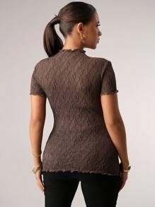 MaterniChic Pregnant Women Sheer Mesh Yoke Slim Fit T-Shirt Baby Shower Summer Outfits