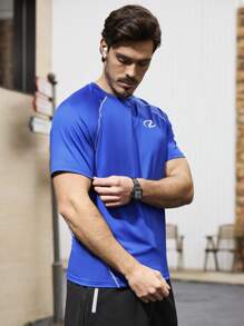 Manfinity Sport Corelite Men's Geometry Pattern Raglan Short Sleeve Sports T-Shirt