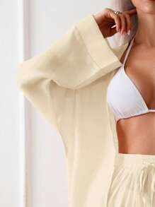 Swim Chiccia Women's Solid Color Kimono/Robe For Beach/Vacation For Summer - Khaki - View 3