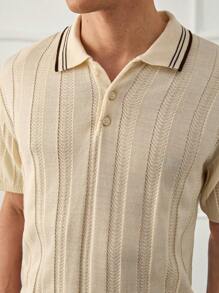 RueChic Camisa polo de punto informal y regular, con botones, para hombre