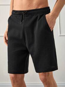 EURMUSE Men's Solid Color Short Sleeve Simple Casual T-Shirt, Fashionable Daily Wear - Black - View 5