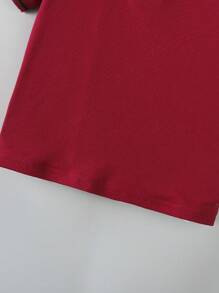 SHEIN 男童两件套，时尚夏季男童服装，男婴短袖套装，夏季时尚童装 - 酒紅色 - 查看 5