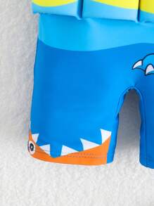 Baby Boy Round Neck Dinosaur Print Short Sleeve Buoyancy Zipper Swimsuit - Multicolor - View 5