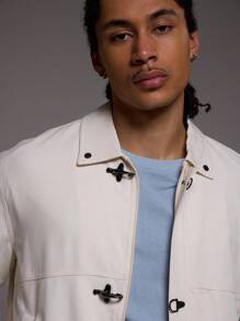 Musero Collared Hook And Eye Fastening Canvas Jacket - Apricot - View 2