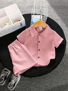 SHEIN 2 pièces/Ensemble Body bébé fille/garçon de couleur unie avec cardigan col châle et short, été