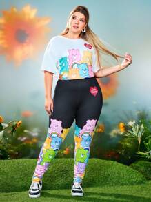 SHEIN X Care Bears Plus Size Cartoon Bear Printed Leggings