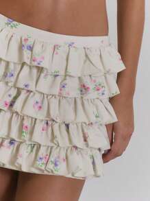 MUSERA Ditsy Floral Layered Chiffon Mini Skirt Easter Summer Vacation Cute Casual Dainty Fields Fall Autumn Winter Holiday - Multicolor - View 5