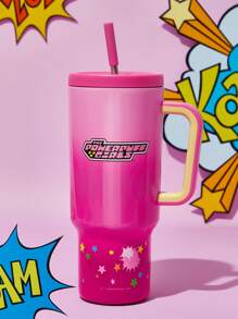THE POWERPUFF GIRLS X SHEIN Blossom, Bubbles, Buttercup Pattern Gradient Car Cup, 40 Oz Gifts,Y2K,Valentine's Day - Hot Pink - View 6