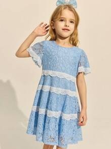 SHEIN Young Girls' & Elegant Blue Dress, Spring/Summer - Blue - View 5
