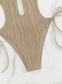 SHEIN Swim Costume da bagno intero con scollo traforato a tinta unita, adatto per vacanze e spiaggia