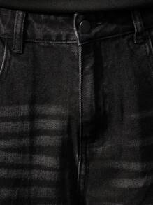 Claim Dot Men's Plus Size Black Denim Wide Leg Jeans With Zipper Detail And Long Length - Black - View 6