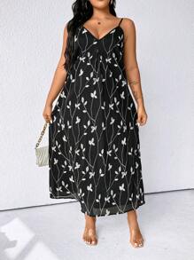 SHEIN Clasi Plus Size Sleeveless Simple Fashion Dress, Suitable For Summer - Black - View 5