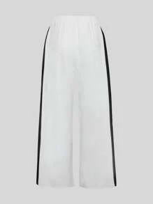 SHEIN Explorewe Teen Boy Fashionable Street Style Letter Print Colorblock Loose Long Pants - Black and White - View 2