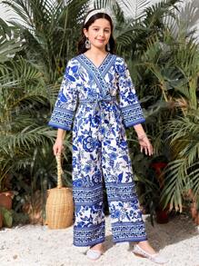 SHEIN Tween Girls' Cute Print Jumpsuit - Multicolor - View 1