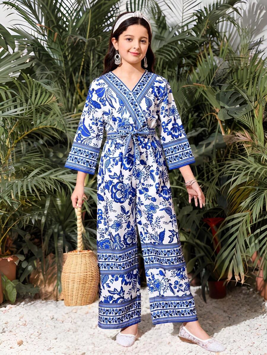 SHEIN Tween Girls' Cute Print Jumpsuit - Multicolor - View 1