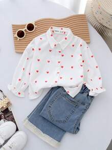 SHEIN LMoss Kids LMoss Young Girls Blouses - Red - View 2