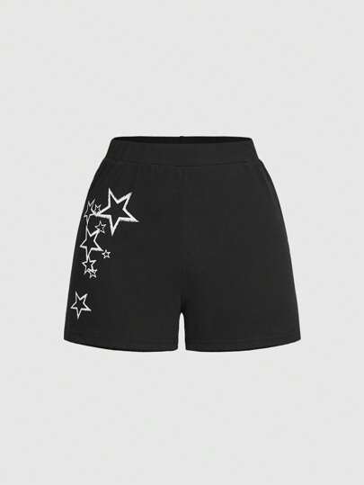 Grunge Punk سروال دورة رياضية متعدد الاستخدامات عملي مطبوع بنجمات