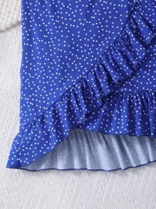 2pcs Tween Girls Casual Polka Dot Print Camisole & Skirt Set - Blue - View 6