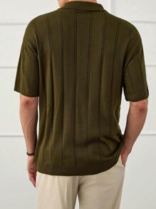 RueChic Camisa polo de punto de hombre con botones para uso casual y de negocios