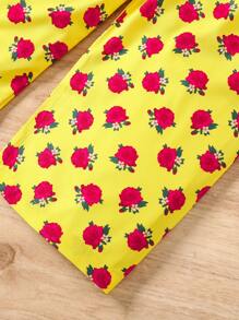 2pcs/Set Young Girl Floral Print Round Neck Short Sleeve T-Shirt And Pants, Casual Outfit