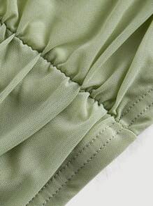 SHEIN MOD 透明双层透视紧身绿色迷你裙，夏季简约时尚