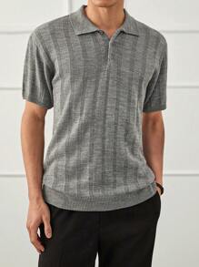 RueChic Chemise polo en maille côtelée régulière, style casual business pour hommes