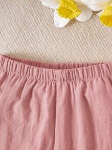 Babymeisje Zomer Schattig Effen Kleur Ruffle Trim Camisole En Lange Broek Set