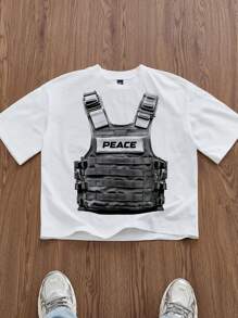 Manfinity Unisex Men's White Boxy Cropped T-Shirt, Summer, Couple Things