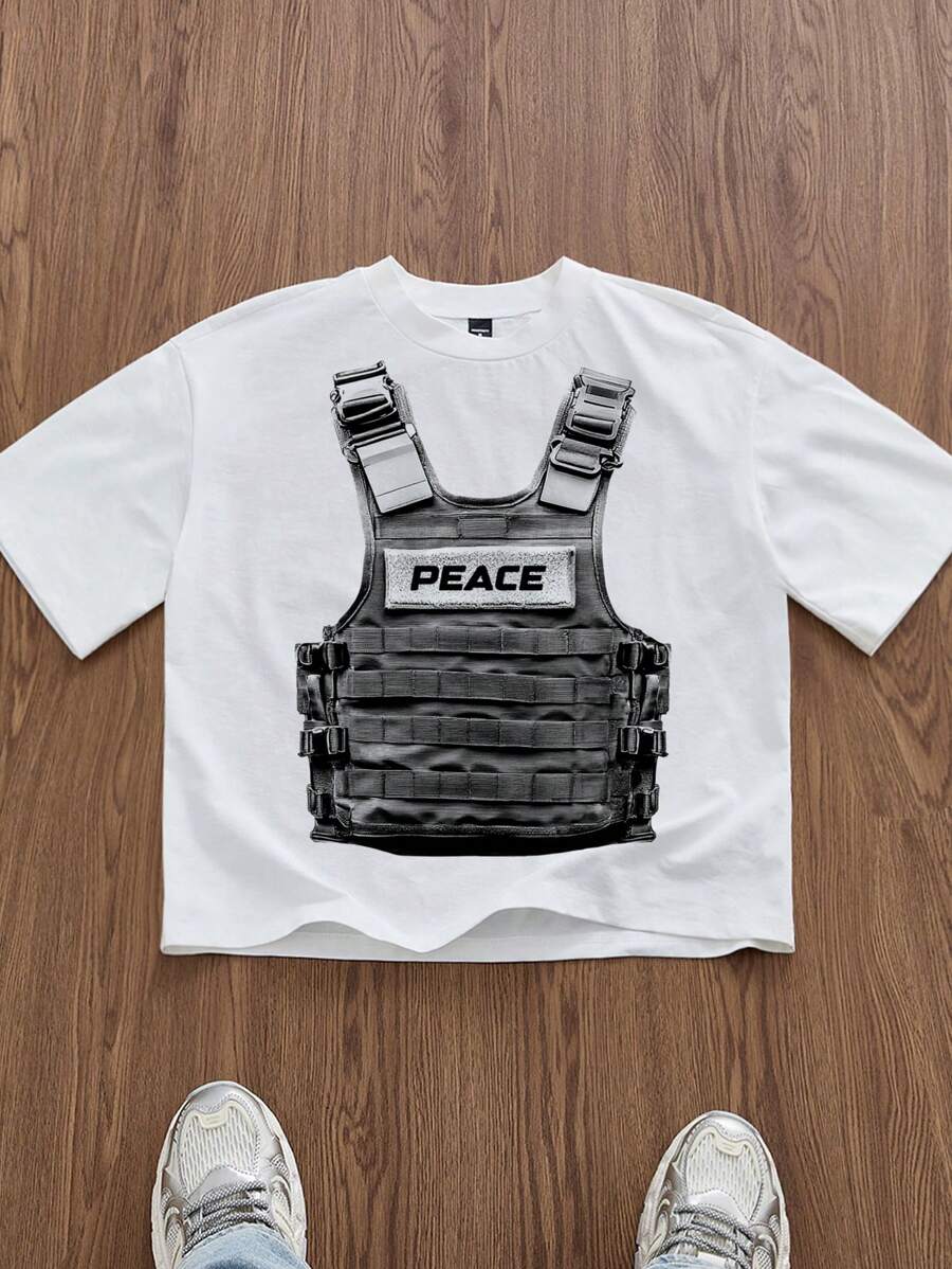 Manfinity Unisex Men's White Boxy Cropped T-Shirt, Summer, Couple Things