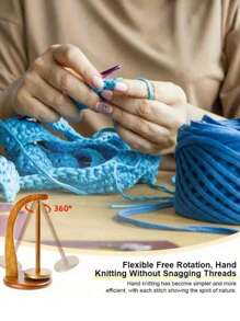 1pc Wooden Yarn Holder For Knitting Crochet, Rotatable Yarn Holder With Twirling, Mechanism Spinning Yarn Holder For Knitting, Prevent Yarn Tangling & Winding, DIY Craft Knitting Supplies,Yarn Holder Gift For Knitting Craft Lovers Accessories Supplies