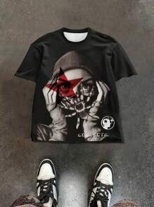 Men's Personalized Street Character Print Round Neck Short Sleeve T-Shirt