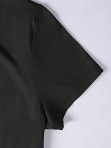 Sparklyn Áo thun tay ngắn họa tiết nơ trước đơn giản dành cho bé gái tuổi teen - màu đen - Xem 3