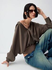 LYSMO 2025 Nouvelle Arrivée Printemps Été Chemise Satin Oversize Body - Tabac - Voir 7