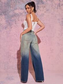 Denimoi Premium Denim Low Rise Wide Leg Washed Jeans