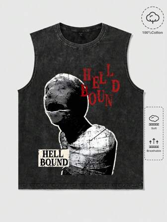 Street Life Men Vintage Washed Graphic Vest