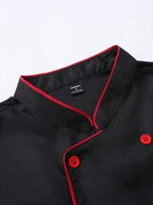 Manfinity Homme Men's Chef Shirt, Minimalist Style Suitable For Summer, Chef Uniform