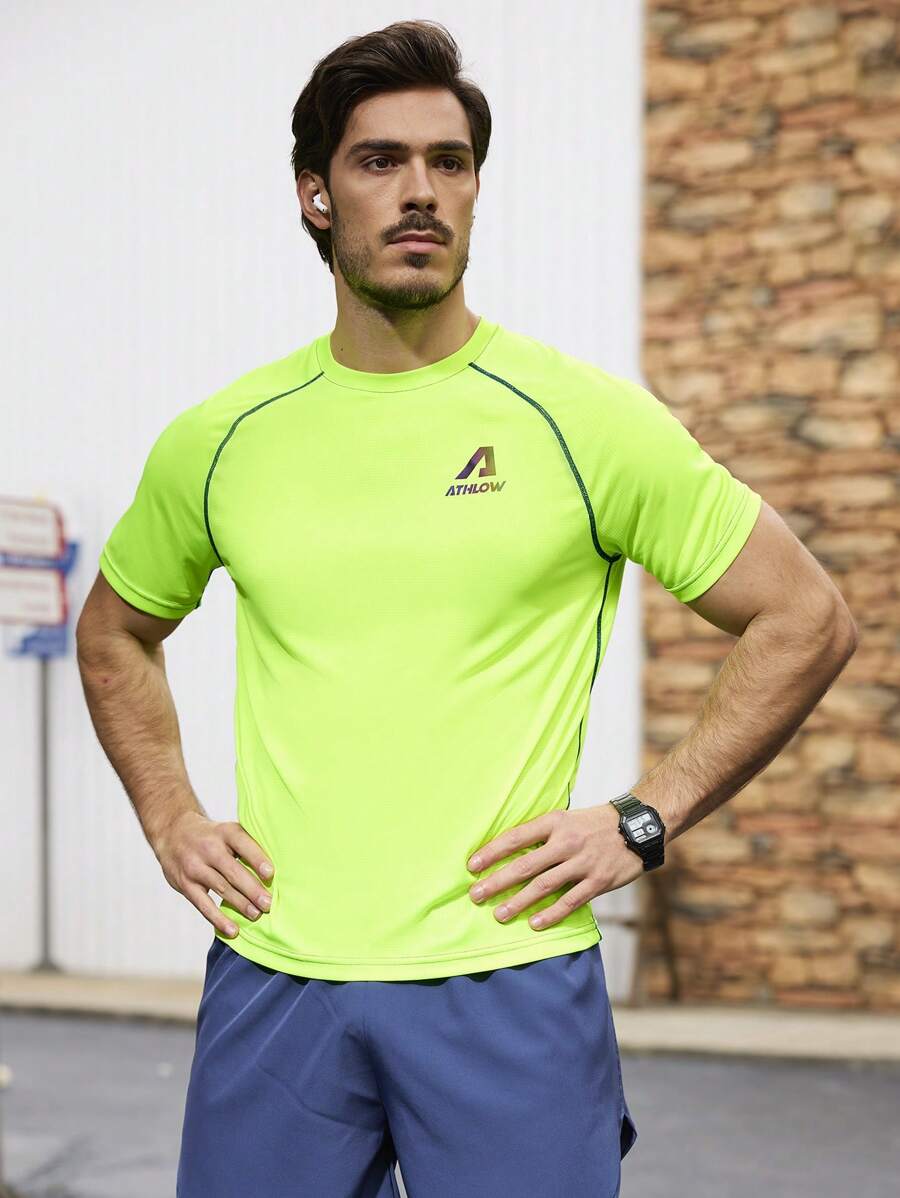 Gym Rark Camiseta deportiva de manga corta con estampado de letras y compresión para hombres - Amarillo - Ver 1