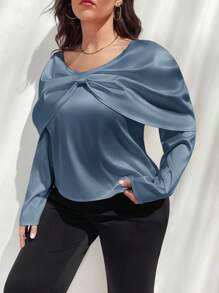 Firerie Große Größen Lässiges, elegantes Hemd mit Schleifendesign für Damen, geeignet für den Alltag, Herbst/Winter