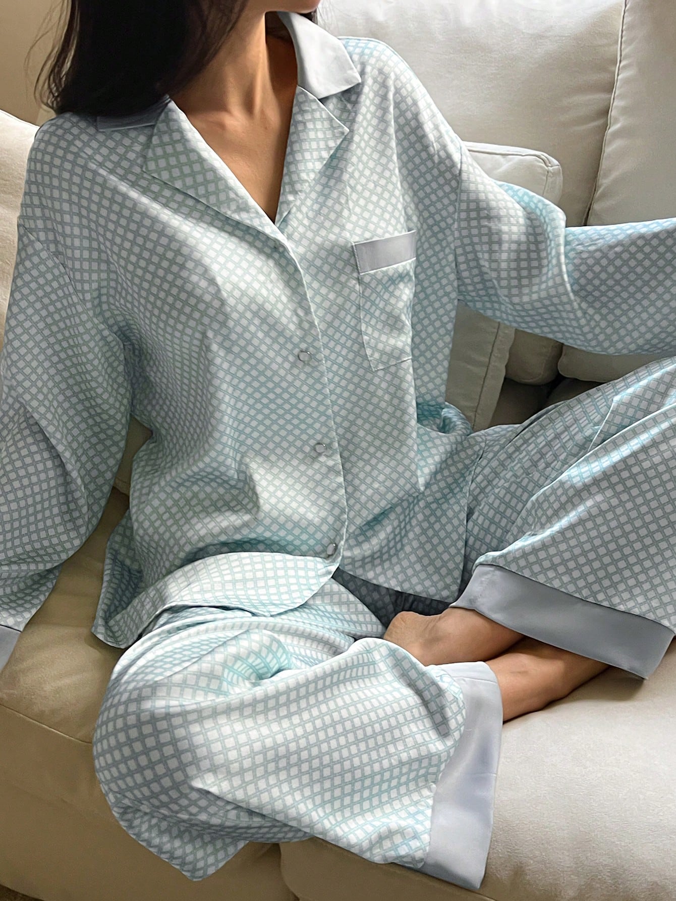 DAZY مجموعة بيجامة نسائية قطعتين بأكمام طويلة وطبع...