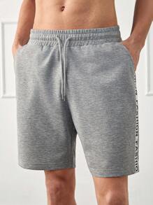 RueChic Men Printed Grogren Detail Regular Short - Grey - View 6