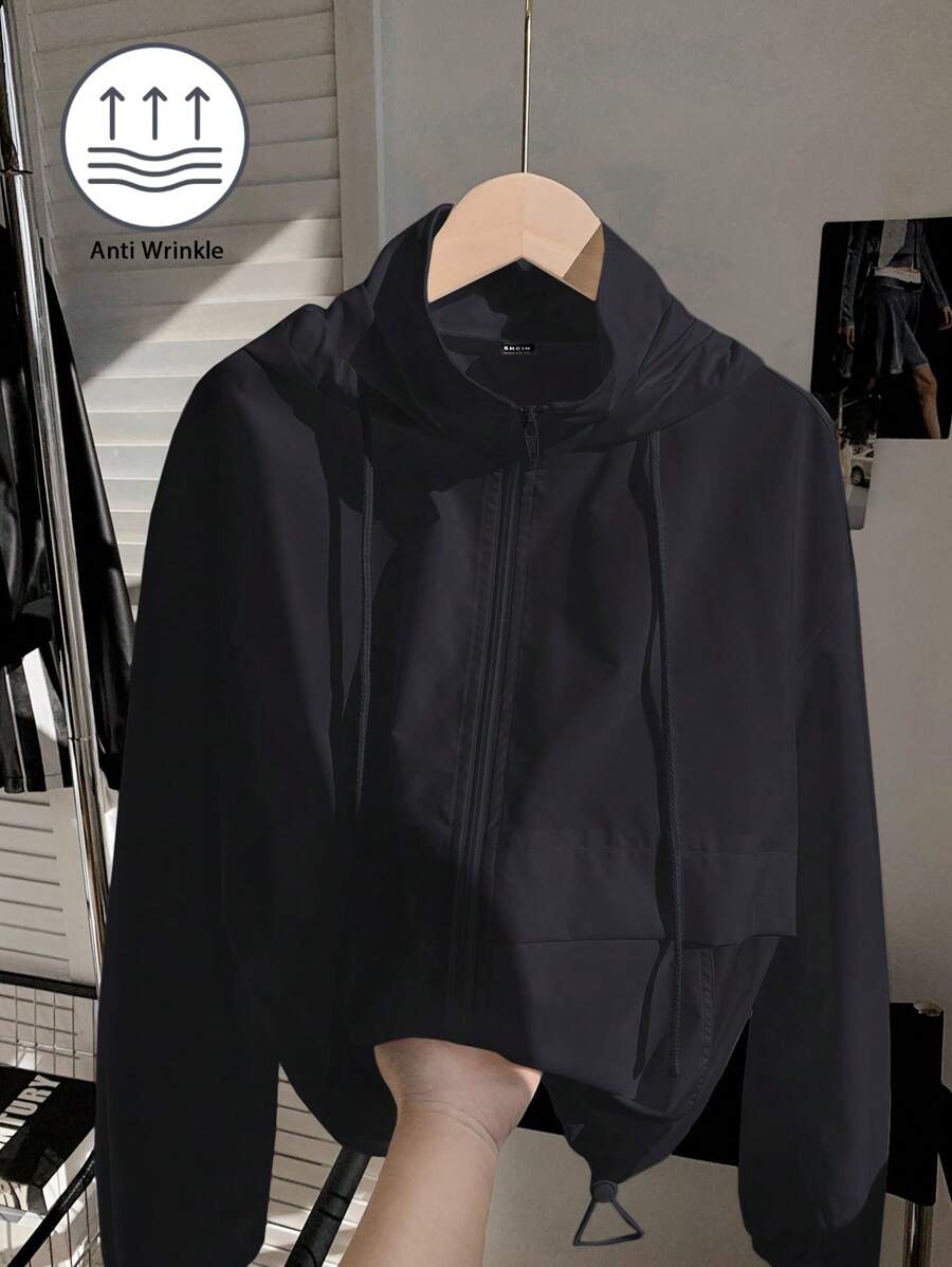 Women Woven Long Sleeve Zipper Front Sun Protection Jacket, Spring/Summer In Fall/Winter - Navy Blue - View 1