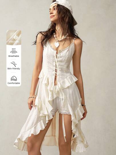 Bohemela Vacation Multi-Layered Ruffled Decoration Women's Strappy Dress