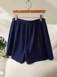 CosyJoli Plus Size Casual Blue Wrap-Around Skort - Blue - View 2