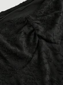 SHEIN MOD Vrouwen Zwarte Kant Jacquard Flare Mouw Korte Breijurk, Nieuwjaars Vrouwenjurk