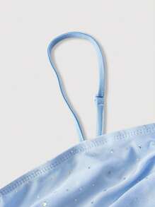 SHEIN MOD Front Gathered Blue Tight Elegant, Autumn Top, Sexy, Party, Date,Club Tops,Sequin Top,Birthday Cami Top