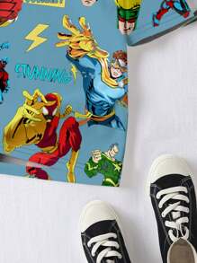 SHEIN Leap Crew 年轻男孩休闲简约圆领短袖宽松T恤，适合夏季